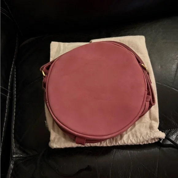 Portland Leather Circular Bag in Deep Rose - Picture 2 of 6